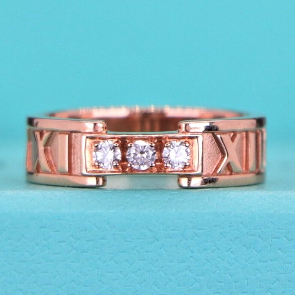 19039 Tiffany & Co. Atlas Roman Numeral Diamond 18K Rose Gold Band 6 - Picture 1 of 5